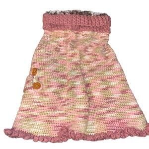 Poncho Knit Ruffle Sweater Pink Cream Little Girls
